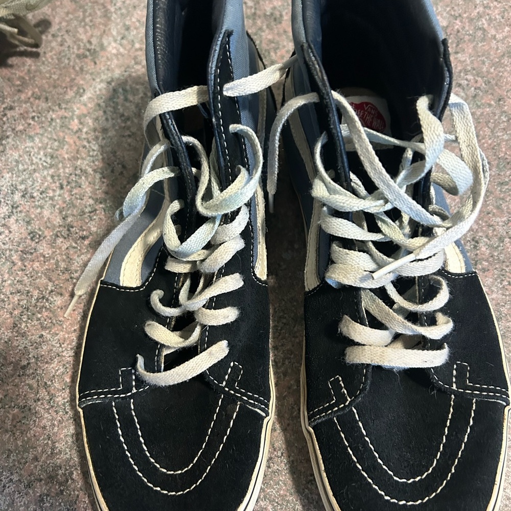 Vans Black and White High-Top Canvas Lace-Up Sneakers